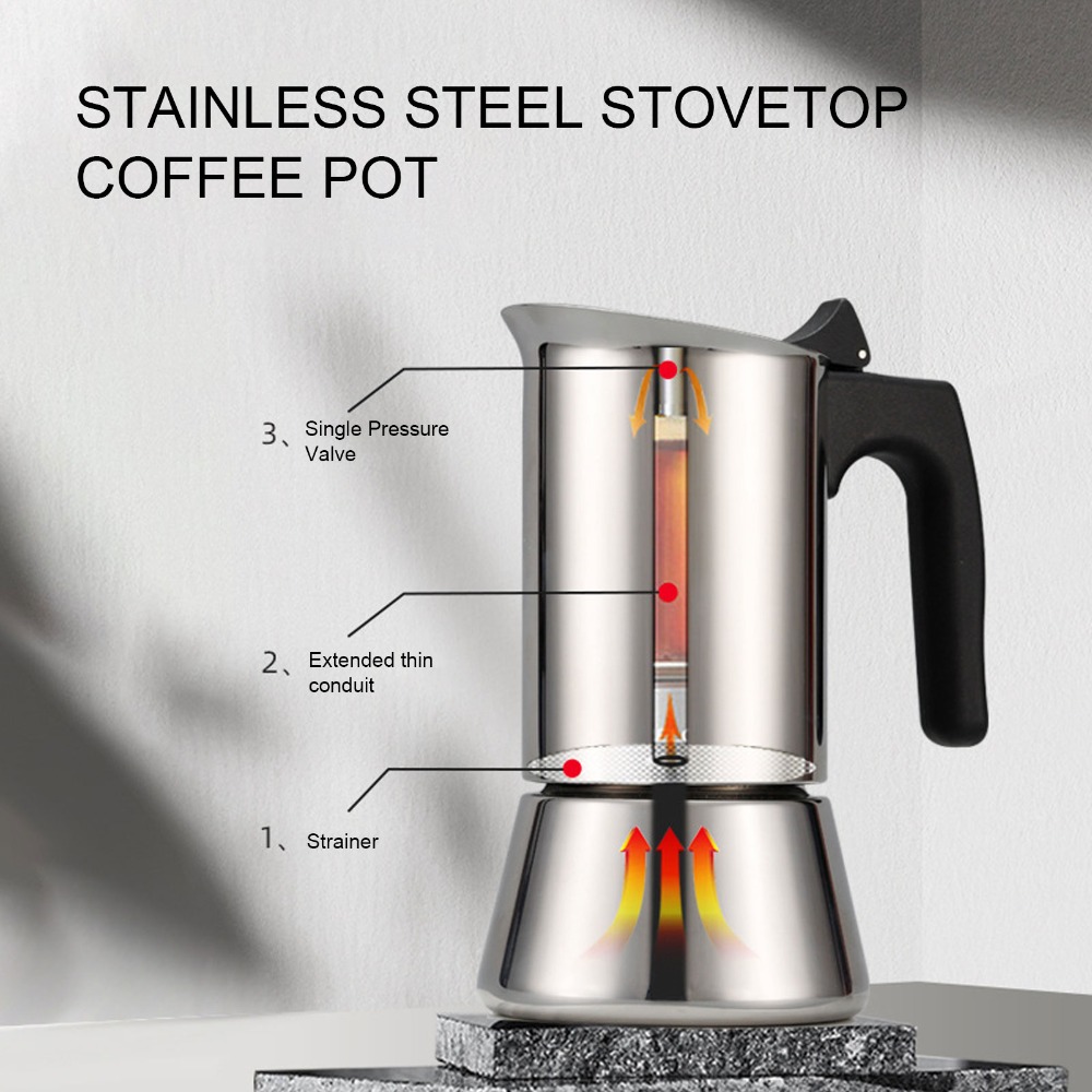 Coffee Equipment Wdt - Panci Moka Stainless Steel Kapasitas Besar