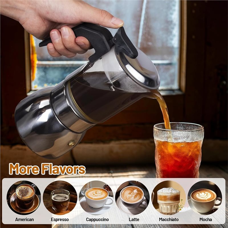 ABUI-Clear Glass 4 Cup Moka Po - Coffee Equipment Wdt ulasan dan harga